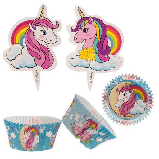 [08041505] CAISSETTE CUPCAKE LICORNE 24+24 PCES