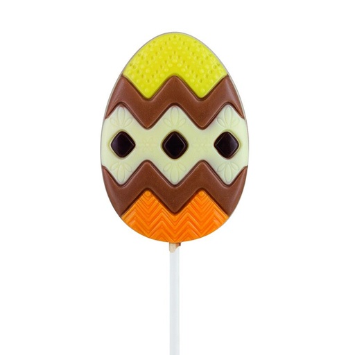 [13030420] PAASEI CHOCOLADE LOLLIES GEKLEURDE MELK 14,9CM 24 X 35 GR