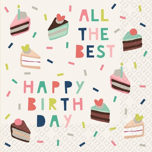 [60700805] STEWO NAPKIN 33X33CM ALL THE BEST HAPPY BIRTHDAY 20PCS