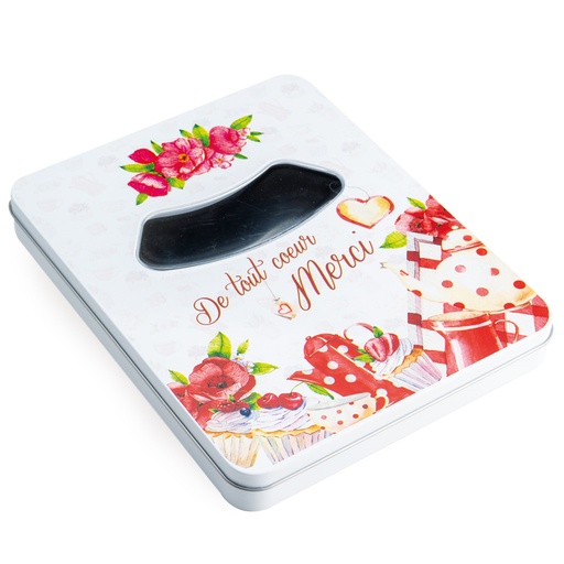 [61700505] BOITE PLATE BLANCHE CUPCAKES "DE TOUT COEUR MERCI" AVEC FENÊTRE 23X18,5XH2,3CM