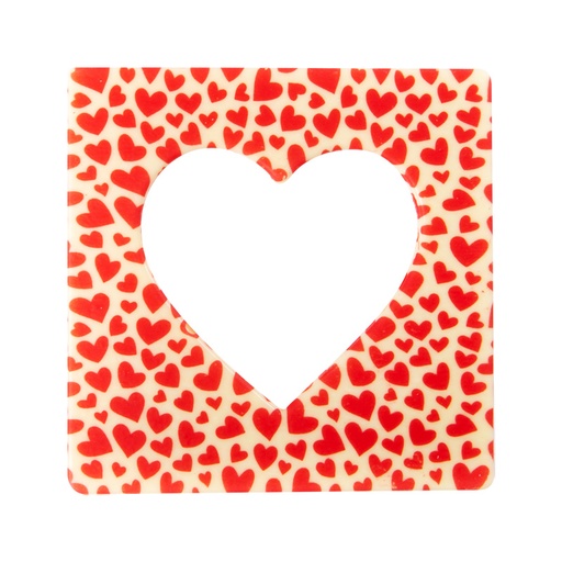 [08054536] 2010817 SQUARE PLATE WITH OPEN HEART 10X10CM CHOCOLATE 10 PCES