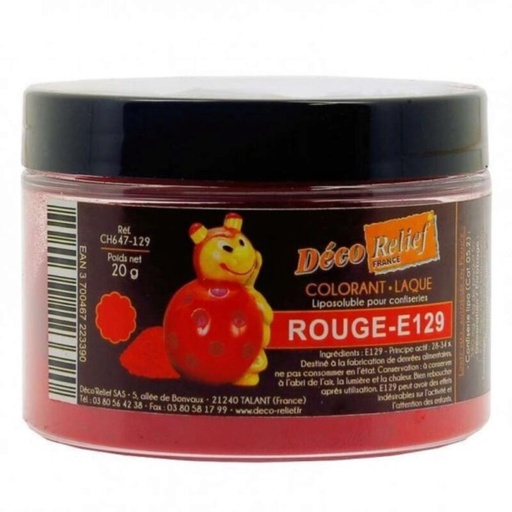 [70406962] POEDER KLEURSTOF ROOD E129 VOOR CHOCOLADE 20GR=POT