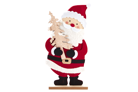 [62250626] KERSTMAN VILT OP HOUTEN VOET H46,5CM