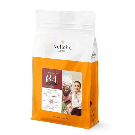 [08053822] 95600 VELICHE CHOCOLADE FONDANT TEMPTATION  64% 5KG  = ZAKJE **S/CD***