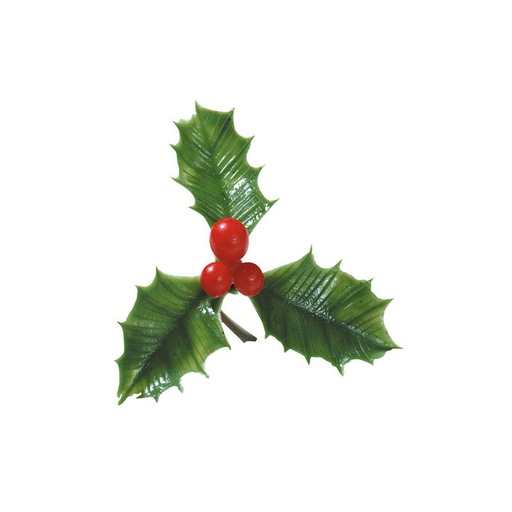 [08030485] 1059819 FEUILLE D HOUX VERT AVEC 3 FEUILLES 5,5 CM 144PCES ***S/CDE***