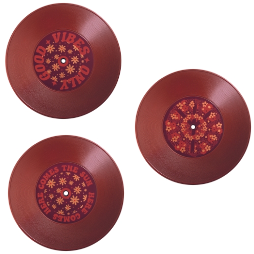 [08058196] 088185 PCB PRINTPLAAT GOOD VIBES BEDRUKTE VELLEN VOOR VINYL 3 DESIGNS Ø10,1CM 24STKS ***S/CDE***
