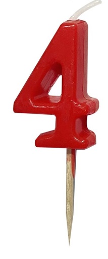 [53503314] RED PIC SMALL NUMBER CANDLE NO. 4 12PCS