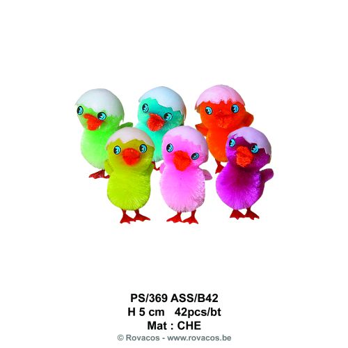 [13099412] POUSSINS  MULTICOLORES AVEC COQUILLE 5CM 42 PCES
