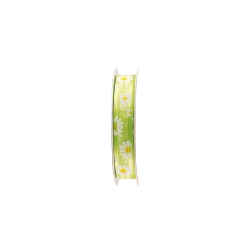 [61700547] RUBAN VOILE VERT FLEURS 15MMX25M