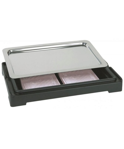 [60261660] APS PRESENTOIR BUFFET GN1/1 REFRIGERE-PLAT INOX 18/10-SOCLE NOIR-2 ACCUMULATEURS DE FROID