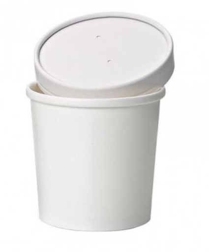 [25101069] POT A SOUPE/GLACE BLANC + COUVERCLE 230 ML/8 OZ  COLIS 25 PCES FOST+ INCLUS