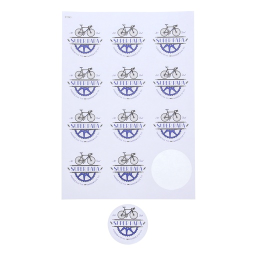[61250530] AUTOCOLLANT 6,35CM BIKE SUPER PAPA A4 12PCES 5 FEUILLES