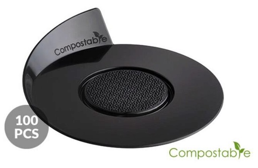 [51657223] ASSIETTE/PLATEAU NOIR ROND 86MM COMPOSTABLE 100PCES