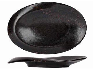 [60252234] PROOF ETNA NOIR/BRUN ASSIETTE OVALE 33XH21CM