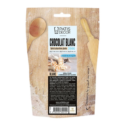 [08075531] CHOCOLAT BLANC SPECIALE PREPARATEN GLACEES 250G