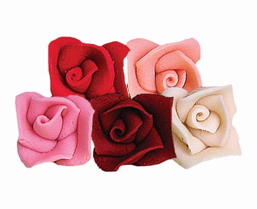 [08020600] ROSES MASSEPAIN ASSORTIES 5 PETALES  35 PCES
