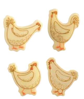 [08056862] PCB Hens WC 4 ontwerpen 180pces ***s/cd***