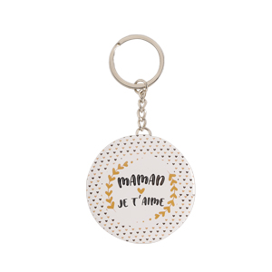 [61250531] MAMAN JE T'AIME SLEUTELHANGER SPIEGEL Ø6CM