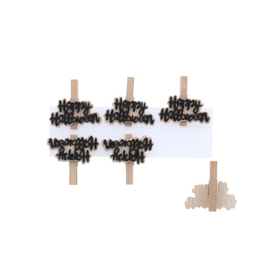 [60700569] PINCE NOIRE HAPPY HALLOWEEN 50X47MMPAQUET DE 6 PIÈCES