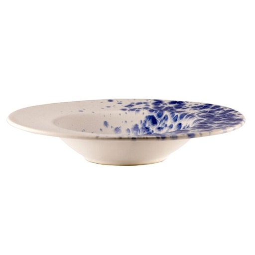 [60251628] LE COQ PHOBOS WIT BLAUWE STIPPEN BORD 28,5XH5,5CM HOLLE PASTA STEENGOED - LPHO019BB006285