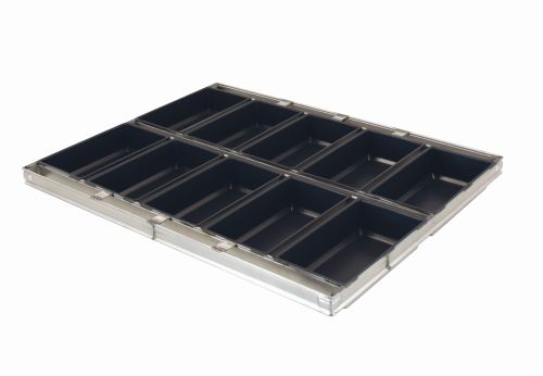 [51201485] VERBINDEND 10 BROODVORMEN 24X14CM H6CM TEFLON VOOR DRAAIEND OVEN (PLAAT 60X80CM)
