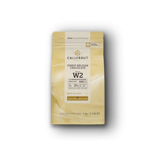 [03070542] CALLEBAUT W2-E1-U68 WITTE CALLETS 26%  KARTON VAN 6 ZAKKEN X 1KG = KG