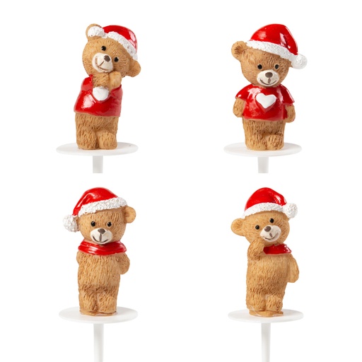 [08054630] 1015428 OURS NOËL AVEC BONNET BRONZE 4CM 64PCES