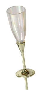 [08075752] CHAMPAGNE GLAS  GOUD OP STOKJE 6 STUKKEN=ZAK